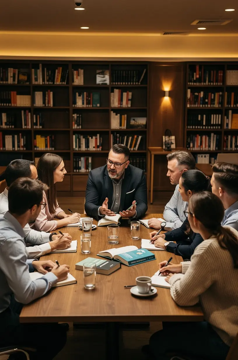 Zespół pracowników podczas sesji szkoleniowej o strategiach zwiększania efektywności uwagi.